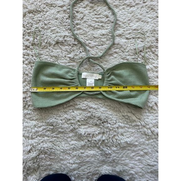 Beige Botany Green Bandeau Top With Ties Women's Size Medium - Picture 4 of 7